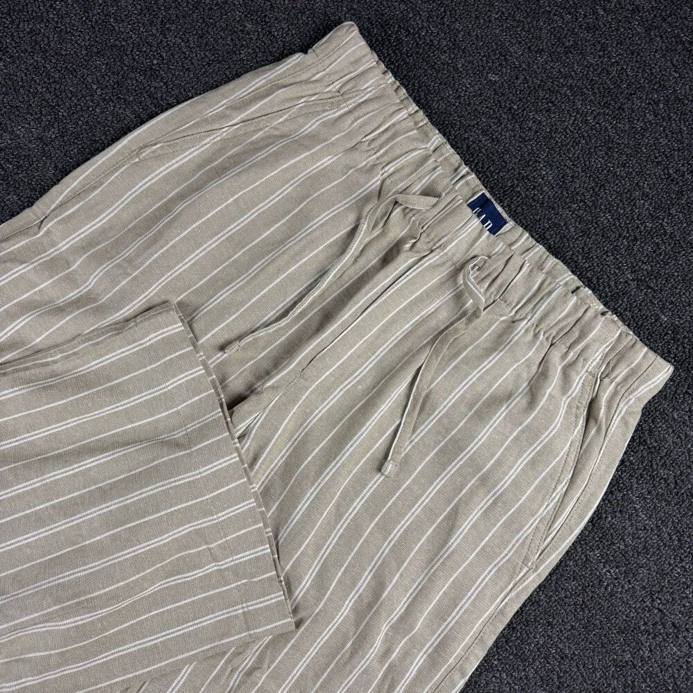 Gap Women's Linen Blend Khaki Striped Size Small Wide Leg Pull-On Pants